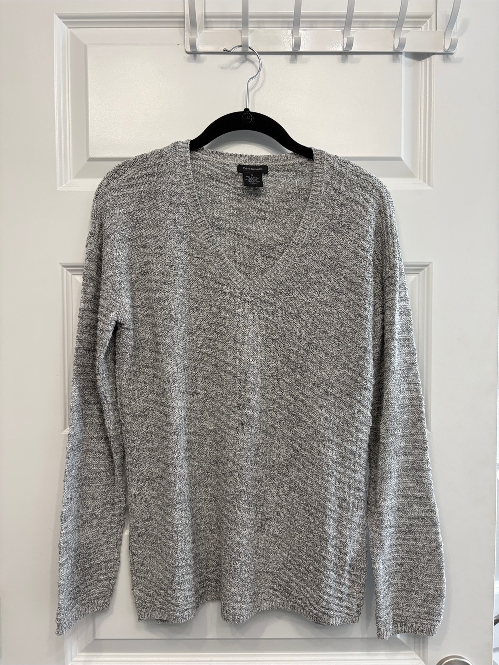 Calvin Klein Jeans Womens  V-Neck Heather Gray Knit Sweater